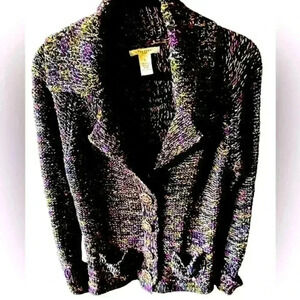 Vertigo Paris size large black /multicolor cardigan sweater. VGUC. Large buttons